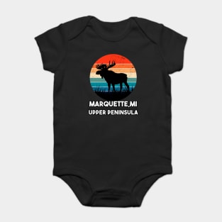 Marquette MI Upper Peninsula Moose Sunset Baby Bodysuit